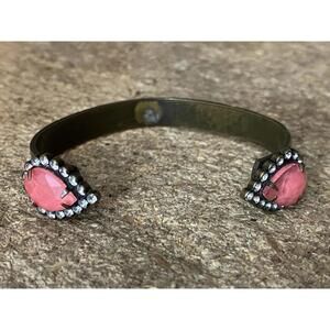 Loren Hope Small Sarra Coral Crystal Cuff Brass Bracelet